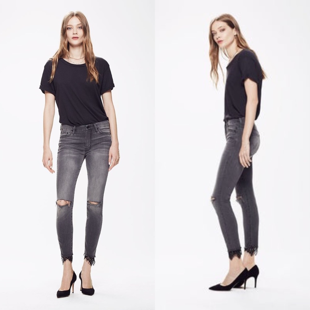 Mother High Waisted Looker Dagger Ankle Fray In A Lacey Saloon